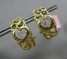 ESTATE .15CT DIAMOND 14K WHITE & YELLOW GOLD 3D OPEN HEART CLIP ON EARRINGS