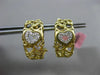 ESTATE .15CT DIAMOND 14K WHITE & YELLOW GOLD 3D OPEN HEART CLIP ON EARRINGS