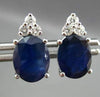 ESTATE 3.92CT DIAMOND & AAA OVAL SAPPHIRE 14KT WHITE GOLD STUD EARRINGS #2895