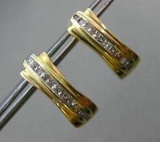 ESTATE .30CT PRINCESS CUT DIAMOND 14KT YELLOW GOLD MULTI ROW SEMI HOOP EARRINGS