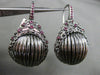 ESTATE LARGE .75CT RUBY 14K BLACK GOLD STRIATED WOVEN LEVERBACK HANGING EARRINGS