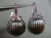ESTATE LARGE .75CT RUBY 14K BLACK GOLD STRIATED WOVEN LEVERBACK HANGING EARRINGS