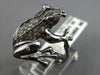 ESTATE LARGE 1.09CT DIAMOND & RUBY 18K WHITE & BLACK GOLD 3D HAPPY FROG FUN RING