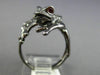 ESTATE LARGE 1.09CT DIAMOND & RUBY 18K WHITE & BLACK GOLD 3D HAPPY FROG FUN RING