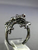 ESTATE LARGE 1.09CT DIAMOND & RUBY 18K WHITE & BLACK GOLD 3D HAPPY FROG FUN RING