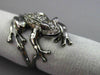 ESTATE LARGE 1.09CT DIAMOND & RUBY 18K WHITE & BLACK GOLD 3D HAPPY FROG FUN RING