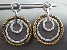 ESTATE LARGE 1.0CT DIAMOND 14K WHITE & BROWN GOLD CIRCLE OF LIFE ETOILE EARRINGS