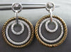 ESTATE LARGE 1.0CT DIAMOND 14K WHITE & BROWN GOLD CIRCLE OF LIFE ETOILE EARRINGS
