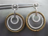 ESTATE LARGE 1.0CT DIAMOND 14K WHITE & BROWN GOLD CIRCLE OF LIFE ETOILE EARRINGS