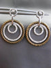 ESTATE LARGE 1.0CT DIAMOND 14K WHITE & BROWN GOLD CIRCLE OF LIFE ETOILE EARRINGS