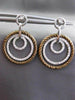 ESTATE LARGE 1.0CT DIAMOND 14K WHITE & BROWN GOLD CIRCLE OF LIFE ETOILE EARRINGS