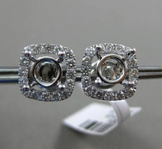 ESTATE .57CT DIAMOND 18KT WHITE GOLD 3D SQUARE FILIGREE HALO EARRING JACKETS 5mm