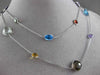 ANTIQUE EXTRA LONG 45.0CT EXTRA FACET MULTI SHAPE & GEM 14KT WHITE GOLD NECKLACE
