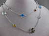 ANTIQUE EXTRA LONG 45.0CT EXTRA FACET MULTI SHAPE & GEM 14KT WHITE GOLD NECKLACE