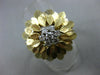 ANTIQUE .26CT ROUND DIAMOND 14KT WHITE & YELLOW GOLD 3D HANDCRAFTED FLOWER RING