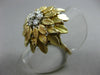 ANTIQUE .26CT ROUND DIAMOND 14KT WHITE & YELLOW GOLD 3D HANDCRAFTED FLOWER RING