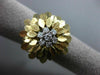 ANTIQUE .26CT ROUND DIAMOND 14KT WHITE & YELLOW GOLD 3D HANDCRAFTED FLOWER RING