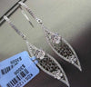 ANTIQUE .85CT DIAMOND 14KT WHITE GOLD FLORAL FILIGREE 3D HANGING EARRINGS
