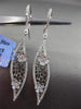 ANTIQUE .85CT DIAMOND 14KT WHITE GOLD FLORAL FILIGREE 3D HANGING EARRINGS