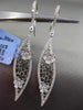 ANTIQUE .85CT DIAMOND 14KT WHITE GOLD FLORAL FILIGREE 3D HANGING EARRINGS