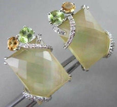 ANTIQUE 14KT WHITE 16.25CTW YELLOW QUARZ & DIAMONDS WITH MULTI GEM EARRINGS!!!!!