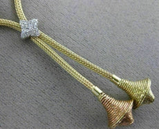 ESTATE .15CT DIAMOND 14KT WHITE YELLOW & ROSE GOLD 3D MESH STAR LARIAT NECKLACE