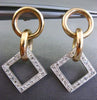 ESTATE .46CT DIAMOND 14KT WHITE & ROSE GOLD 3D CIRCLE & SQUARE HANGING EARRINGS
