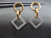 ESTATE .46CT DIAMOND 14KT WHITE & ROSE GOLD 3D CIRCLE & SQUARE HANGING EARRINGS