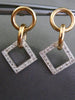 ESTATE .46CT DIAMOND 14KT WHITE & ROSE GOLD 3D CIRCLE & SQUARE HANGING EARRINGS