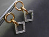 ESTATE .46CT DIAMOND 14KT WHITE & ROSE GOLD 3D CIRCLE & SQUARE HANGING EARRINGS