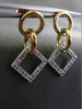 ESTATE .46CT DIAMOND 14KT WHITE & ROSE GOLD 3D CIRCLE & SQUARE HANGING EARRINGS