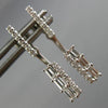 ESTATE .31CT ROUND & BAGUETTE DIAMOND 14KT WHITE GOLD ELONGATED HANGING EARRINGS
