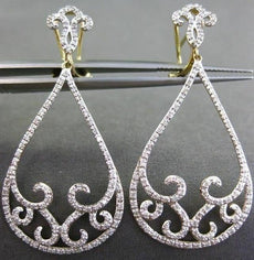 ESTATE LARGE .67CT DIAMOND 14K WHITE & YELLOW GOLD FLEUR DE LIS CLIP ON EARRINGS