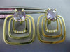 ESTATE 4.16CT DIAMOND & AAA AMETHYST 14K YELLOW GOLD 3D SQUARE HANGING EARRINGS