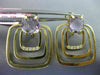 ESTATE 4.16CT DIAMOND & AAA AMETHYST 14K YELLOW GOLD 3D SQUARE HANGING EARRINGS