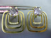 ESTATE 4.16CT DIAMOND & AAA AMETHYST 14K YELLOW GOLD 3D SQUARE HANGING EARRINGS