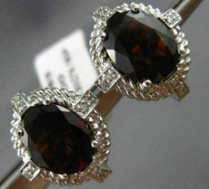 ESTATE 6.30CT DIAMOND & AAA GARNET 14K WHITE GOLD OVAL FILIGREE CLIP ON EARRINGS