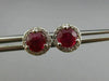 ESTATE 1.40CT DIAMOND & AAA RUBY 14K WHITE GOLD 3D ROUND HALO CLASSIC EARRINGS