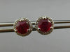 ESTATE 1.40CT DIAMOND & AAA RUBY 14K WHITE GOLD 3D ROUND HALO CLASSIC EARRINGS