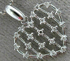 ESTATE .18CT DIAMOND 14KT WHITE GOLD 3D OPEN HEART CLUSTER FLOATING LOVE PENDANT