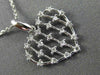 ESTATE .18CT DIAMOND 14KT WHITE GOLD 3D OPEN HEART CLUSTER FLOATING LOVE PENDANT