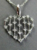 ESTATE .18CT DIAMOND 14KT WHITE GOLD 3D OPEN HEART CLUSTER FLOATING LOVE PENDANT