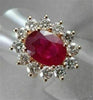 ANTIQUE LARGE 5.56CT DIAMOND & AAA RUBY 14K ROSE GOLD CLUSTER OVAL COCKTAIL RING