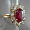 ANTIQUE LARGE 5.56CT DIAMOND & AAA RUBY 14K ROSE GOLD CLUSTER OVAL COCKTAIL RING