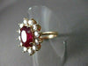 ANTIQUE LARGE 5.56CT DIAMOND & AAA RUBY 14K ROSE GOLD CLUSTER OVAL COCKTAIL RING