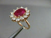 ANTIQUE LARGE 5.56CT DIAMOND & AAA RUBY 14K ROSE GOLD CLUSTER OVAL COCKTAIL RING