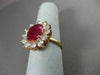 ANTIQUE LARGE 5.56CT DIAMOND & AAA RUBY 14K ROSE GOLD CLUSTER OVAL COCKTAIL RING