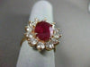 ANTIQUE LARGE 5.56CT DIAMOND & AAA RUBY 14K ROSE GOLD CLUSTER OVAL COCKTAIL RING