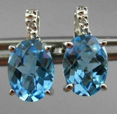ESTATE 2.72CT DIAMOND & AAA EXTRA FACET BLUE TOPAZ 14KT WHITE GOLD STUD EARRINGS