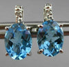 ESTATE 2.72CT DIAMOND & AAA EXTRA FACET BLUE TOPAZ 14KT WHITE GOLD STUD EARRINGS